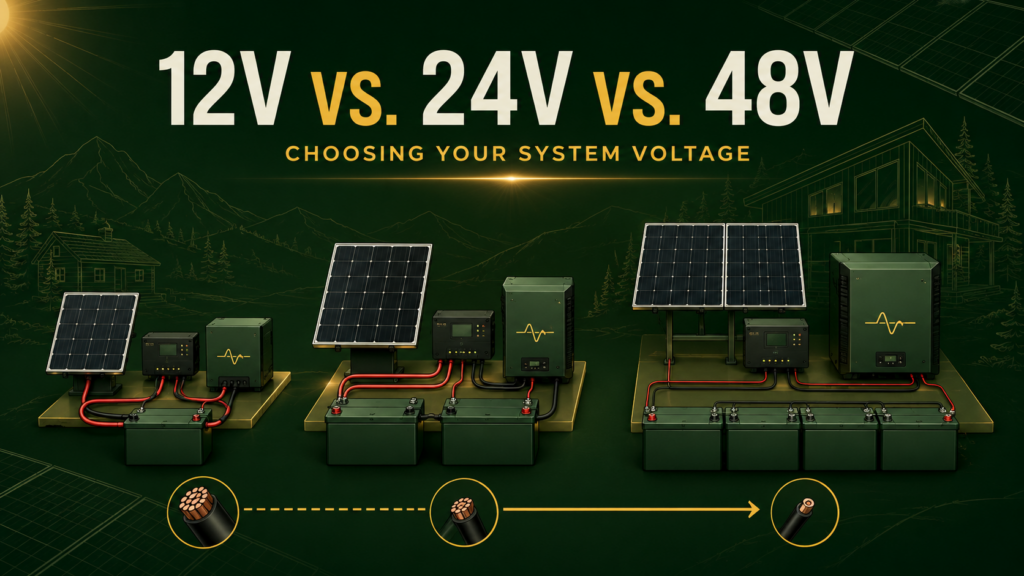 12V vs 24V vs 48V off-grid solar system comparison